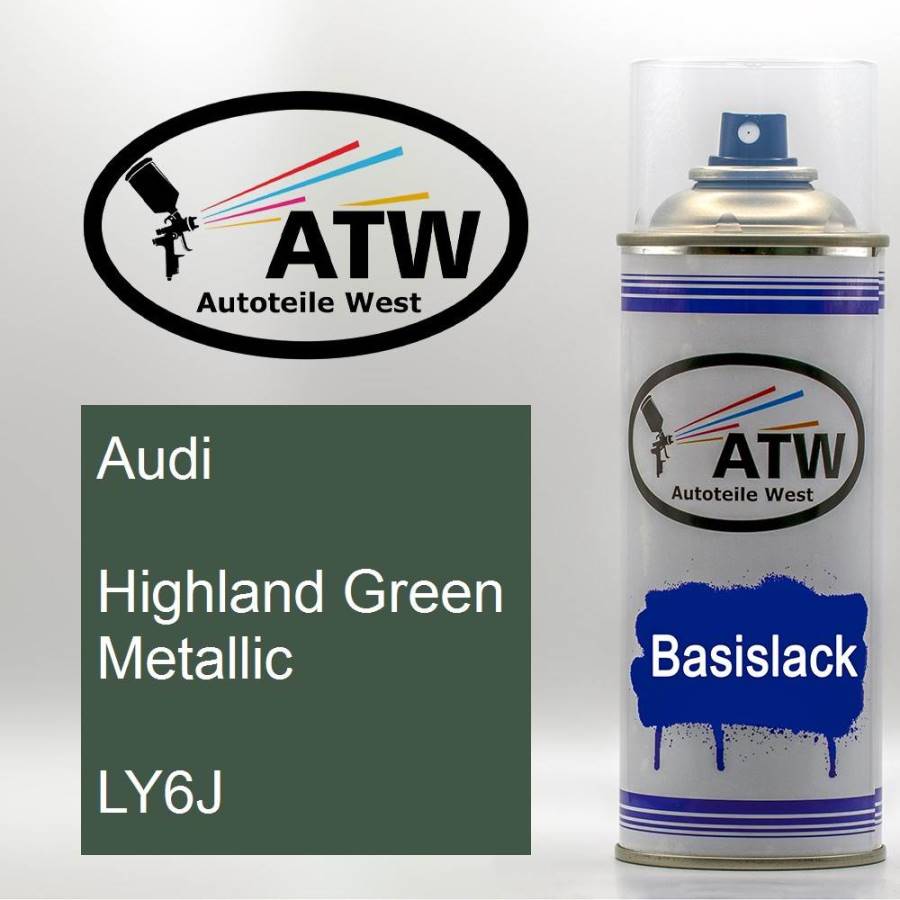 Audi, Highland Green Metallic, LY6J: 400ml Sprühdose, von ATW Autoteile West.